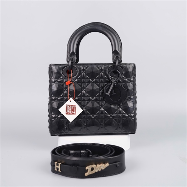 Túi Dior Lady kim cương đen sz S +