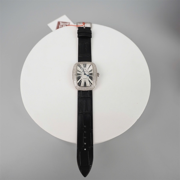 Đồng hồ Franck Muller mặt vuông đính đá dây đen (N5175) (HC) KG +