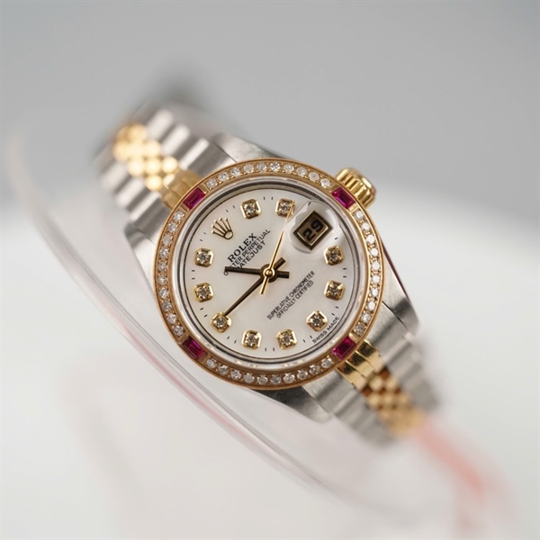 Đồng hồ Rolex mặt tròn trắng đính đá (62523D.18) (HC) KG +