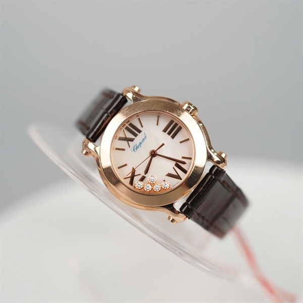 Đồng hồ Chopard mặt tròn quai đen (1895657) sz28 (HC) +