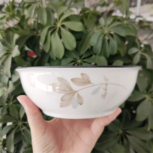 Bát tô hoạ tiết lá nâu