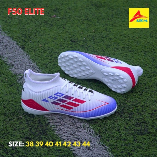 Giày bóng đá F50 cổ thun - Trắng xanh