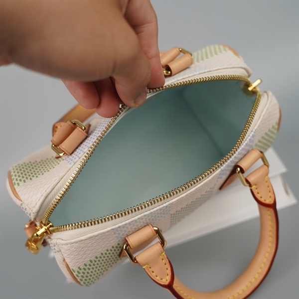 Túi LV Speedy ô vuông xanh phối trắng kèm ổ + chìa sz20 (HC) +