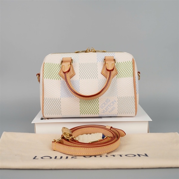 Túi LV Speedy ô vuông xanh phối trắng kèm ổ + chìa sz20 (HC) +