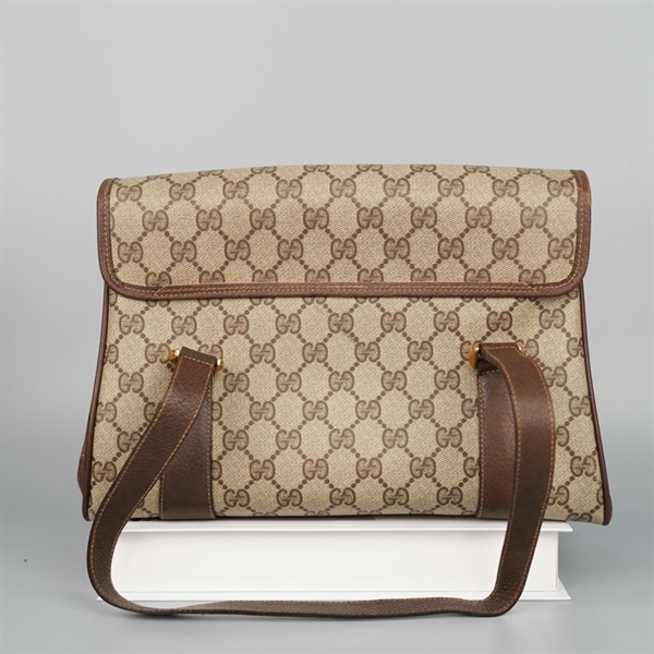 Túi GG handle màu xám viền nâu (150208) sz28 KG+