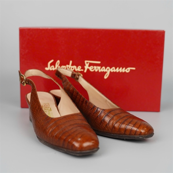 Giày Salvatore nâu vân cá sấu sz7 cao 5p KG+