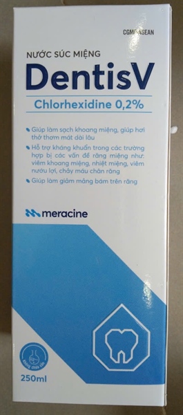 Nước súc miệng DentisV Chlorhexidine 0.2% (Hộp 1 lọ x 250ml) - Meracine