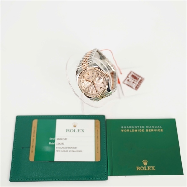 Đồng hồ Rolex mặt tròn viền vàng quai bạc (116231) (HC) KG+