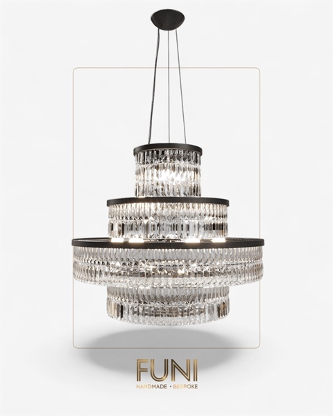 Đèn chùm | Inox,Phale - Đen, Clear - 4 tầng - D90cm