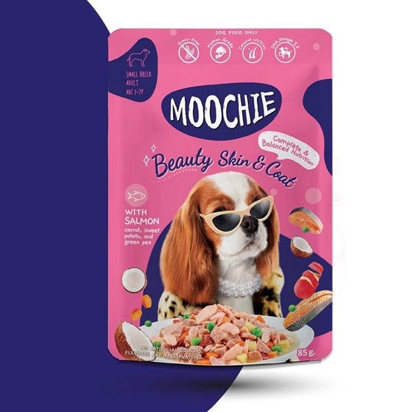 Pate Chó Moochie - Cá Hồi & Carot, Khoai, Đậu, Dầu Dừa