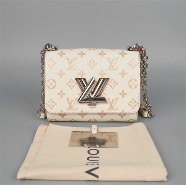 Túi LV twist trắng hoa vàng da trăn sz18 (HC) +