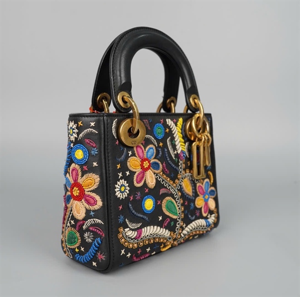 Túi Dior Lady đen thêu hoa (04-MA-0198) sz mini (HC) +