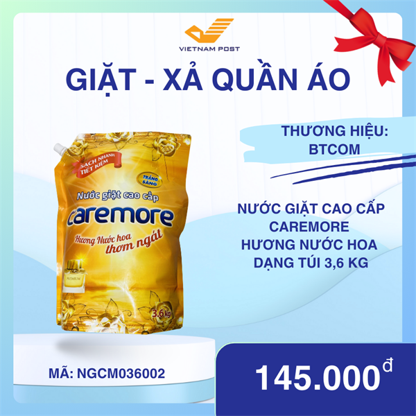 Nước giặt cao cấp Caremore hương nước hoa dạng túi 3,6 kg (4 túi/thùng)