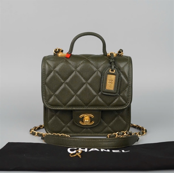 Túi Chanel Handle xanh rêu (GN5E0KL9) sz17 (HC) +