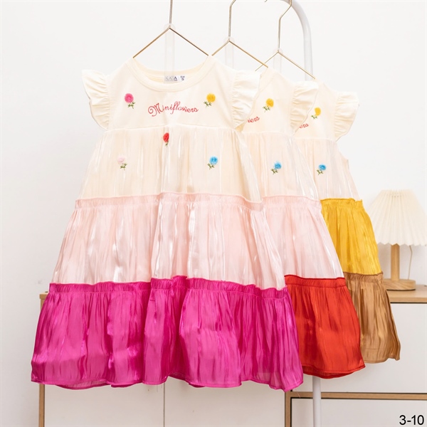 Đầm Bé Gái Miniflower Phối Tầng Voan Mềm 12-35kg | Váy Công Chúa Dễ Thương KATA