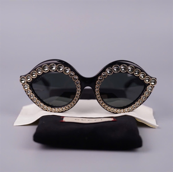 Kính GG đen gọng tròn đính đá 807R6 +