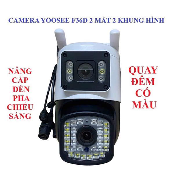 CAMERA WIFI PTZ YOOSEE NGOÀI TRỜI 2 MẮT 2 KHUNG HÌNH 12MPX F36D