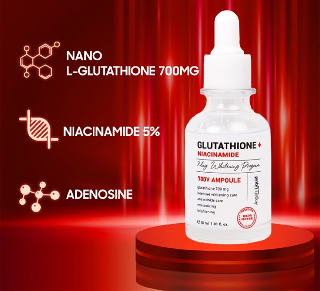 Serum huyết thanh Angel's Liquid Glutathione + Niacinamide 7 Days Whitening Program 700 V Ampoule mờ nám, dưỡng trắng chuyên sâu 30ml