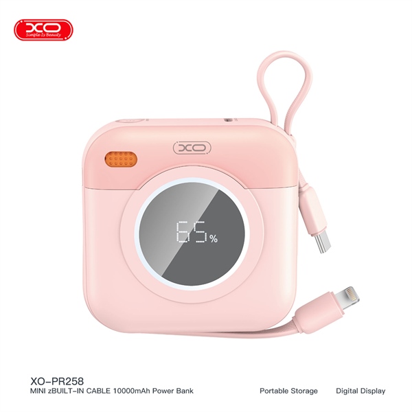 PDP XO PR258 PD22.5W, Kèm Cáp Type C - 10.000 mAh - Hồng
