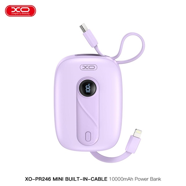PDP XO PR246 PD22.5W, Màn Hình Led Kèm Cáp - 10.000 mAh - Tím
