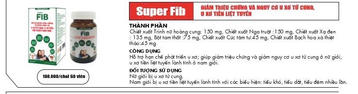 Super Fib (Hỗ trợ giảm u xơ tử cung, u xơ tiền liệt tuyến) (Lọ 60 viên) - Golden Health