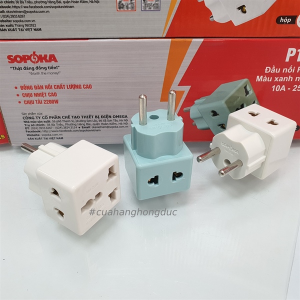 Đầu nối 2 cửa P15 xanh ngọc