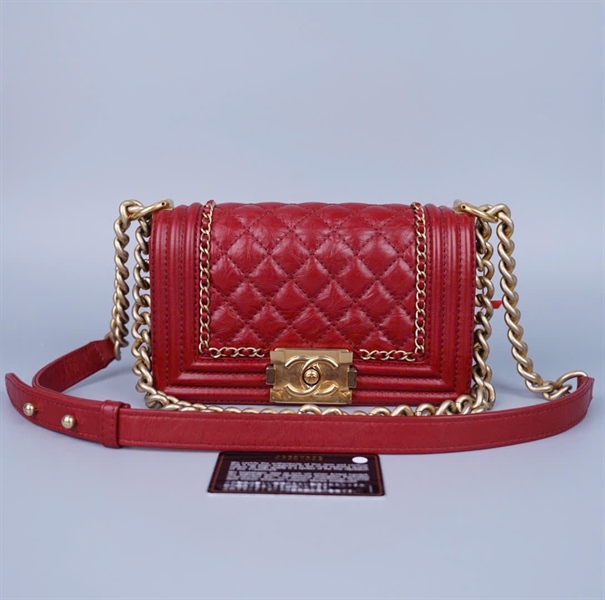 Túi Chanel Boy đỏ (23367223) sz20 (BMC)+