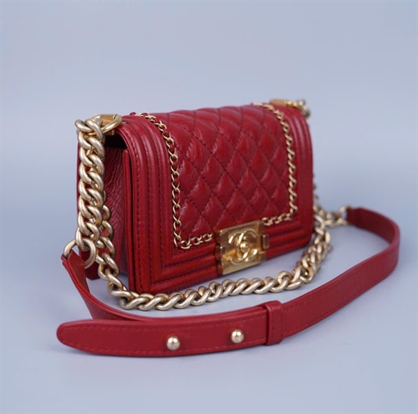 Túi Chanel Boy đỏ (23367223) sz20 (BMC)+