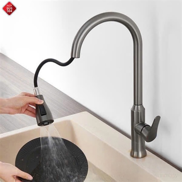 VÒI RỬA CHÉN NL RÚT XÁM GH-3043