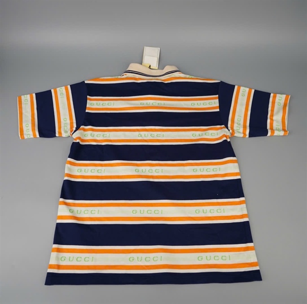 Áo thun GG xanh sọc cam KG+