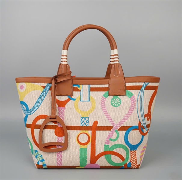 Túi Hermes Handle nude họa tiết có lót đế sz25 (HC) +