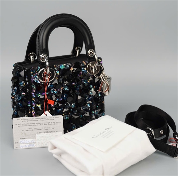 Túi Dior Lady đen đính đá (04-MA-0154) szmini (HC)+