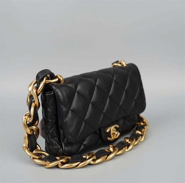 Túi Chanel Classic đen dây xích bản to (T5X2E195) sz20 (HC)+