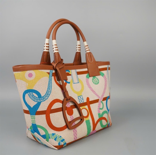 Túi Hermes Handle nude họa tiết có lót đế sz25 (HC) +