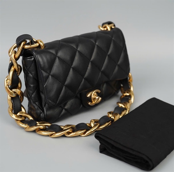 Túi Chanel Classic đen dây xích bản to (T5X2E195) sz20 (HC)+