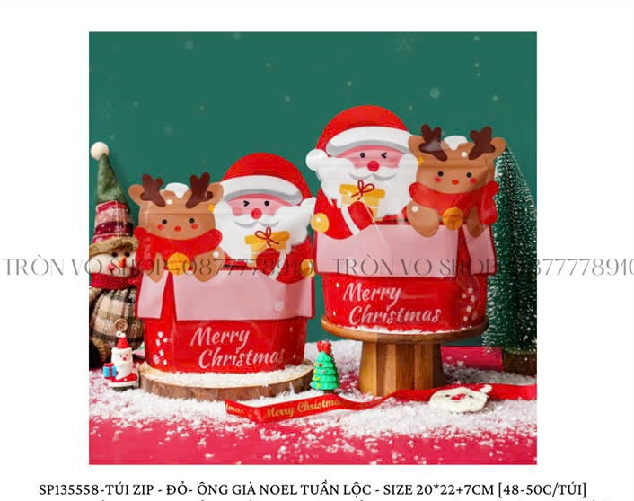 Set 5 Túi zip ông già noen đỏ