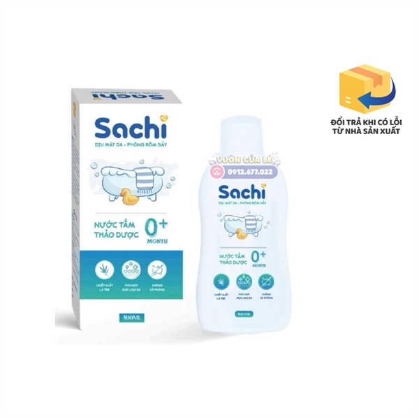 Nước tắm thảo dược Sachi phòng rôm sảy – Việt Nam – Lọ 500ml – Từ sơ sinh