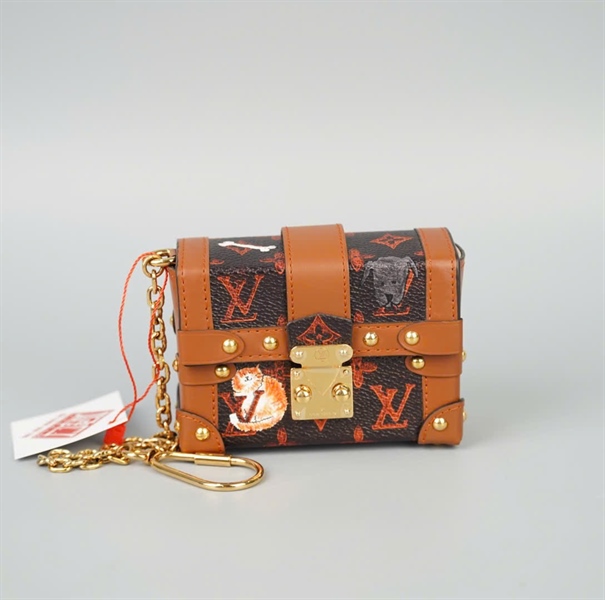 Túi LV Trunk hoa cam viền nâu hình mèo sz11 KG+