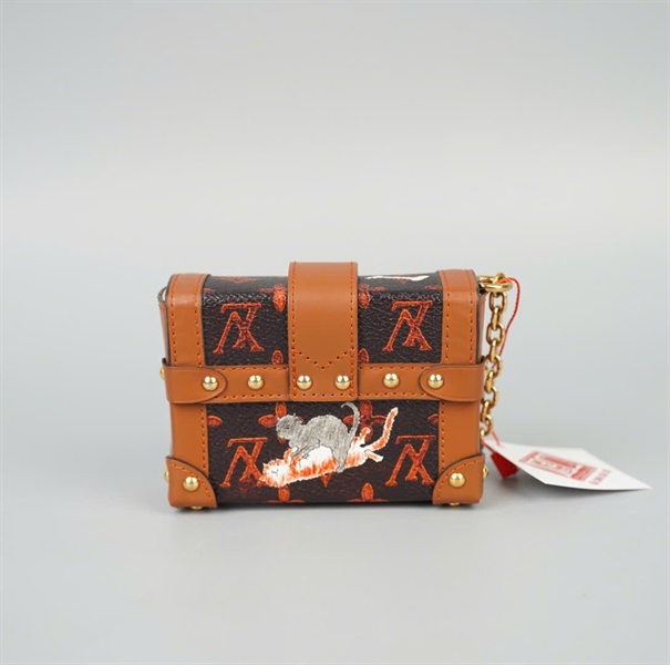 Túi LV Trunk hoa cam viền nâu hình mèo sz11 KG+