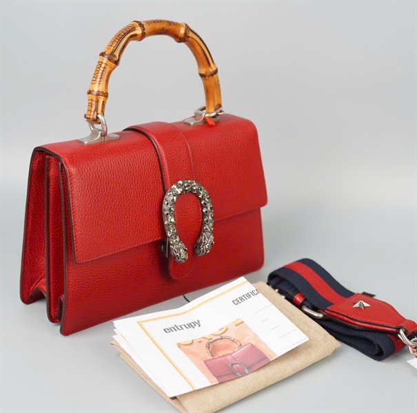 Túi GG Dionysus đỏ quai gỗ (204991) sz27 KG+