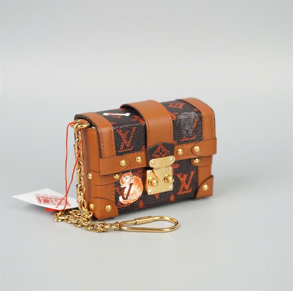 Túi LV Trunk hoa cam viền nâu hình mèo sz11 KG+