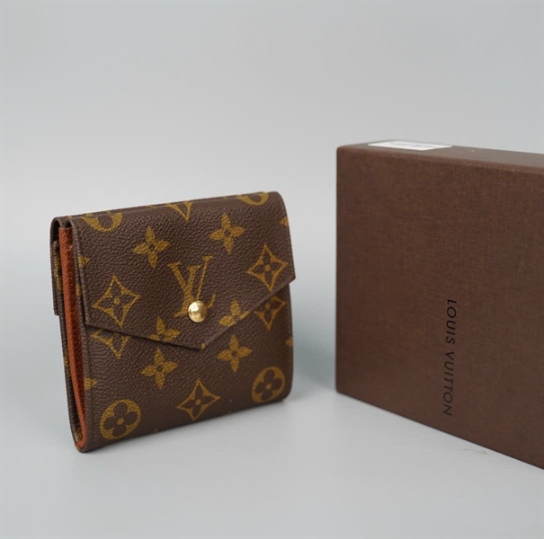 Ví LV hoa nâu 2 ngăn nút vàng (LT) KG+