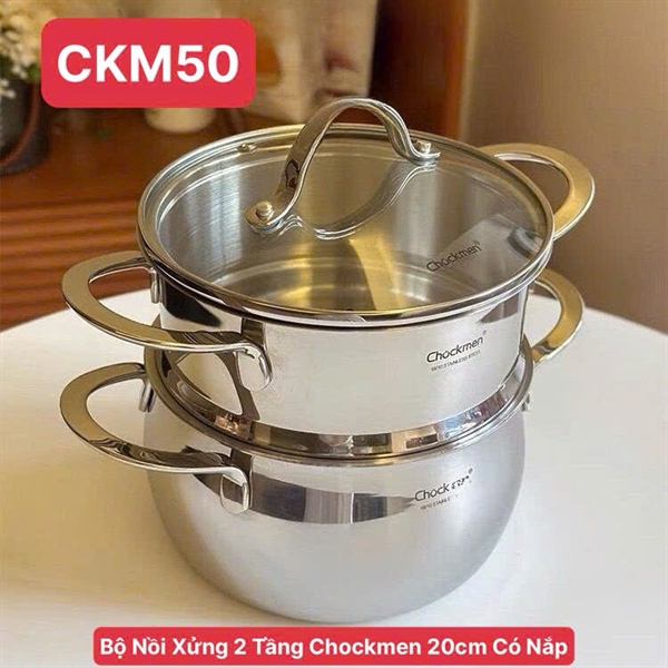 S645 - C50 Bộ Nồi Xửng Hấp 2 Tầng Chockmen 20cm 3L Kèm Nắp CKM-ZY3L20Z [T6]