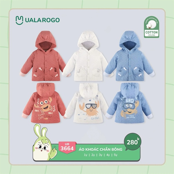 Áo khoác trần bông Uala - Xanh