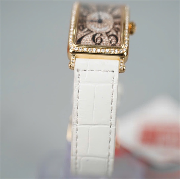 Đồng hồ Franck Muller trắng mặt vàng đính đá (No59) (HC) KG+