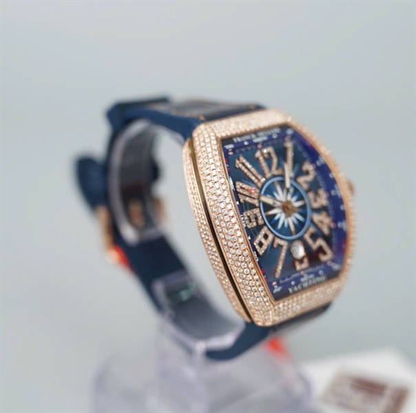 Đồng hồ Franck Muller xanh mặt viền vàng kim số (No111) (HC) KG+