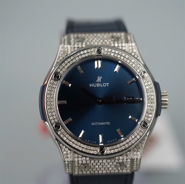 Đồng hồ Hublot dây xanh đen mặt xanh (1479325) (HC)+