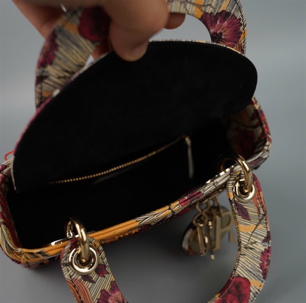 Túi Dior Lady in hình phượng hoàng đính cườm (02-MA-1119) sz mini (HC)+