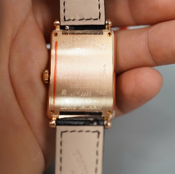Đồng hồ Franck Muller Long Island dây đen mặt vuông đính đá (No2236) (HC) KG+ 26x36mm