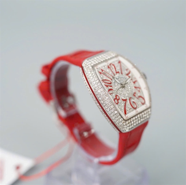 Đồng hồ Franck Muller dây đỏ kim số đỏ lộ cơ (No762) (HC) KG+